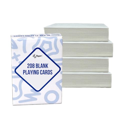 Regal Games 208 Blank Playing Cards to Write On - Custom Blank Deck of Cards - (2.5" x 3.5") Cardstock White Poker Size - 4 Packs x 52 Cards - color: 4 Decks - 208 Cards
