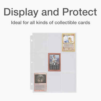 Oxford Poly Trading Card Sheets, Clear Double-Sided Card Sheets, Trading Card Sleeves, Card Sleeves for Binders, 100 PK, 2.5" x 3.5" Pockets (78780)