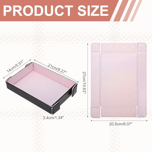 Dice Tray PU Leather Mat Magnetic Folding Dice Rolling Tray Holder Laser Gradient Rectangle Storage Box Perfect for DND Table Games & Entryway & Nightstand Organizer (Pink) - color: Pink