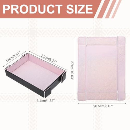Dice Tray PU Leather Mat Magnetic Folding Dice Rolling Tray Holder Laser Gradient Rectangle Storage Box Perfect for DND Table Games & Entryway & Nightstand Organizer (Pink) - color: Pink