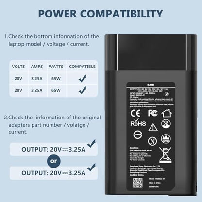 Slim 65W USB C Laptop Charger Compatible with Hp Envy/EliteBook | for HP Spectre X360, Envy, Chromebook, EliteBook X360, Elite X2 - color: BLACK_B