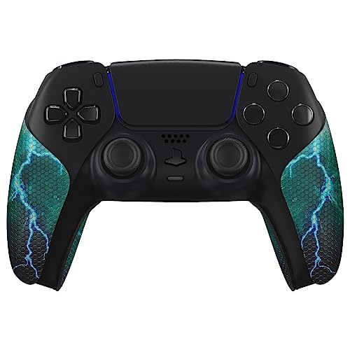 eXtremeRate PlayVital Anti-Skid Sweat-Absorbent Controller Grip for ps5 Controller, Professional Textured Soft Rubber Pads Handle Grips for ps5 Controller - Green Storm Thunder - color: Green Storm Thunder