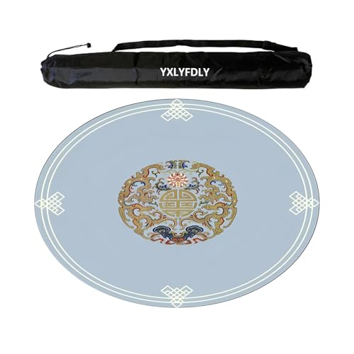 Round Mahjong Mat Thickened and Non-Slip Mahjong Tablecloth with Carrying Bag, Home Play Mat for Mahjong, Poker, Card, Board, Tile Games(Sky Blue,75cm/29.52in) - color: Sky Blue, size: 75cm/29.52in