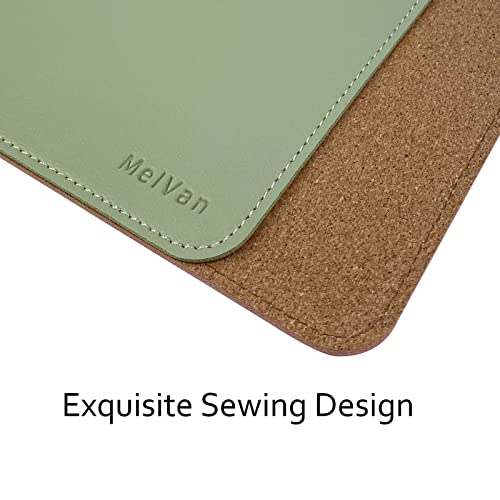 MelVan PU Leather Mouse Pad with Stitched Edge, Wood Mousepad, Waterproof Gaming Mouse Pad Mat for Computers, Laptop, Office & Home, 10.2" x 8.3", 1 Pack (Matcha Green) - color: Matcha Green