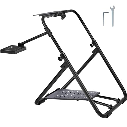VEVOR Foldable Racing Steering Wheel Stand, Height Adjustable Universal Base Compatible with Logitech & Thrustmaster Racing Wheel and Pedal, Heavy-duty Frame Standard GT/Formula Seating Portable - size: 28.35 x 31.5 x 32.68 in