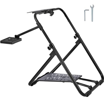 VEVOR Foldable Racing Steering Wheel Stand, Height Adjustable Universal Base Compatible with Logitech & Thrustmaster Racing Wheel and Pedal, Heavy-duty Frame Standard GT/Formula Seating Portable - size: 28.35 x 31.5 x 32.68 in
