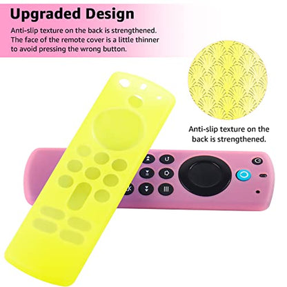 （3 Pack） ONEBOM Silicone Protective Remote Case Cover, Silicone Control Cover Skin| Glow in The Dark（Glow Pink&Glow Blue&Glow Yellow） - color: (Black Lanyard)Glow Pink&Glow Blue&Glow Yellow