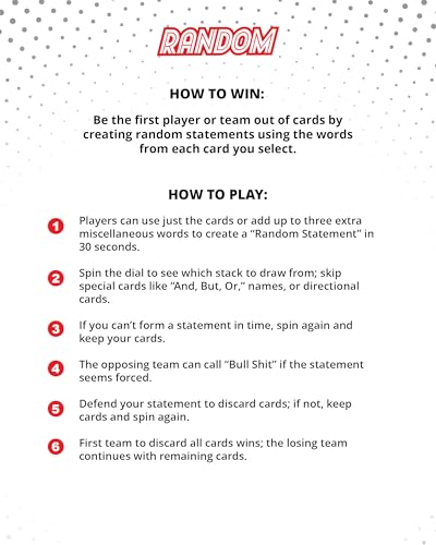 Random Word Board Games for Adults – Fun Family Spinner Party Group Game | Spin, Funny Challenges & Laugh, Creative Wordplay Cards, 2-8 Players, Sharp Thinking, Humor & Strategy for Friends Game Night