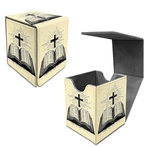 Commander Deck Box for MTG, 100+ Sleeved Cards with Leather Magnetic Magic Cards Storage Case for TCG OCG Soccer Baseball Collectible Trading Cards and More, Book Cross - color: Book Cross