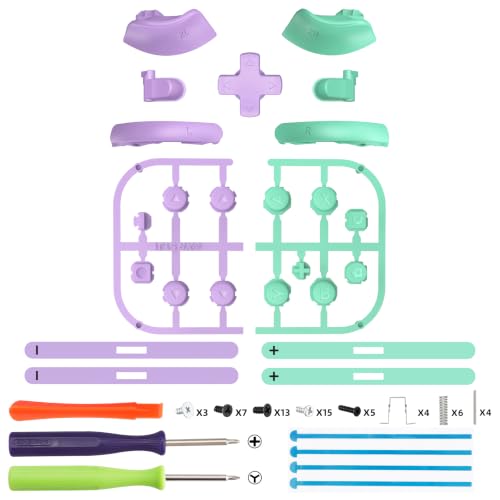 eXtremeRate DIY Replacement Full Set Buttons for Joycon 2, Custom ABXY Direction Keys Dpad + - C Home Capture Release L R ZR ZL Trigger Buttons for Nintendo Switch 2 Controller - Purple & Green - color: Purple & Green