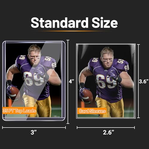 200 Hard Plastic Card Sleeves – 200 Toploads, 35PT Baseball Card Protectors with Bend-Resistant, Rip-Proof Edges for TCG, Sports, Football & Collectible Cards - size: 200 TOPLOADERS
