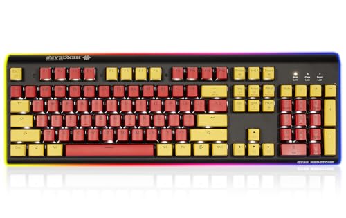 Hexgears GK735 Wired Mechanical Gaming Keyboard, Hot-Swappable Full-Size Keyboard with White Backlit + Surround Side Light Strip, Aluminum Finish, Kailh Clicky Switches (Red-Yellow) - color: Red-Yellow, size: Clicky