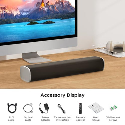 MZEIBO Sound Bar,50W TV Speaker with ARC/Optical/AUX/Bluetooth 5.3, Clear Dialogue & Deep Bass, Home Theater Audio System - color: Silver
