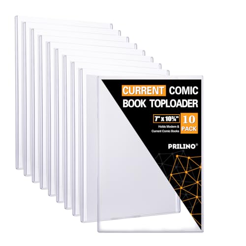 10ct Current Comic Book Toploaders - Modern Comic Book Top loaders, Crystal Clear Regular Comic Book Topload, Premium PVC Comic Book Holder, Crystal Clear Protection for Display, Storage, Collection - size: 10ct Current Comic Book Toploader