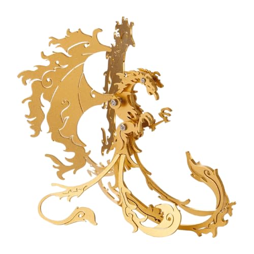 Phoenix 3D Metal Puzzle, Golden, 28 Pieces | DIY toys, Handmade puzzle, Model Kits, Stainless Steel, Building Blocks ,Assembly Gift for Adult - color: Phoenix Golden