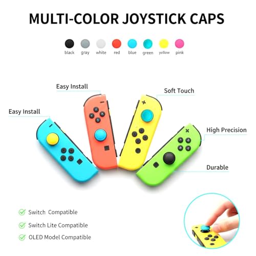 Ferkurn NS Joystick Controller Replacement Thumb Grip Cap Compatible with N-Switch OLED& NS Lite, JC Joystick Grip Button Stick Cover Controller 3D Skin Replacement Part Repair Kit Accessories - color: Pink