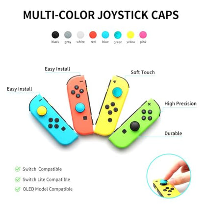 Ferkurn NS Joystick Controller Replacement Thumb Grip Cap Compatible with N-Switch OLED& NS Lite, JC Joystick Grip Button Stick Cover Controller 3D Skin Replacement Part Repair Kit Accessories - color: Pink