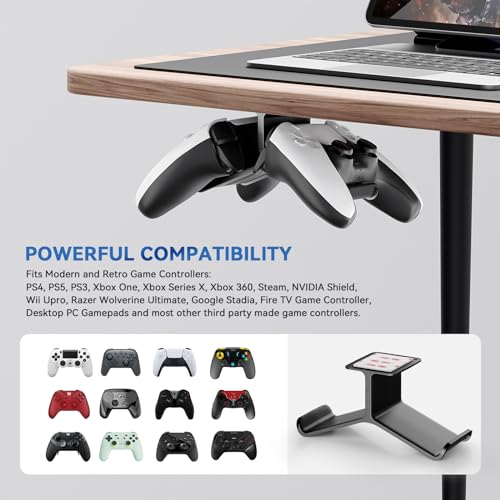 Controller Holder,Headphone Stand Headset and Controller Stand Under Desk Controller Holder with Strong Double Sided Tape Universal Design for Xbox ONE, PS5, PS4, PC
