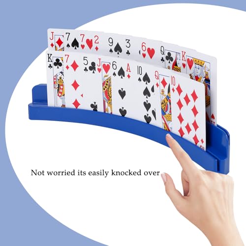 2 Packs of Double-Layer Card Holders，Playing Card Holder for Kids Adults Hands Free Card Holder for Family Card Game Nights Poker Parties - color: Blue-black(2pack)