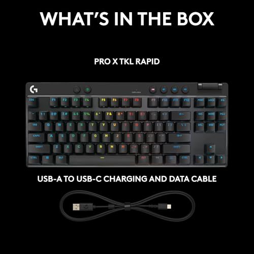 Logitech G PRO X TKL Rapid Tenkeyless Gaming Keyboard (Hall-Effect) - Black | Hall-Effect Magnetic Analog Switches with Rapid Trigger, Lightsync RGB, Detachable USB-C Cable, Volume Roller & Media Buttons - color: Black, size: TKL - Wired, style: Rapid Tri