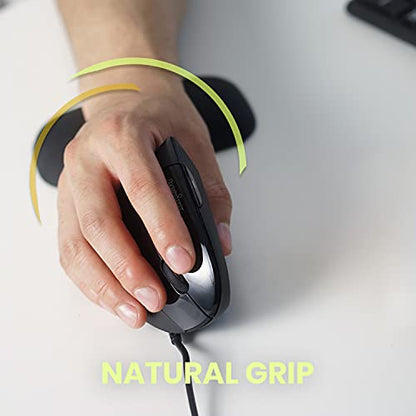 Perixx PERIMICE-513 Wired Ergonomic Vertical Mouse - 6 Buttons with 1000/1600/3200/6400 DPI - Right-Handed Design - Wired USB 5.9ft Cable - Black - style: Wired