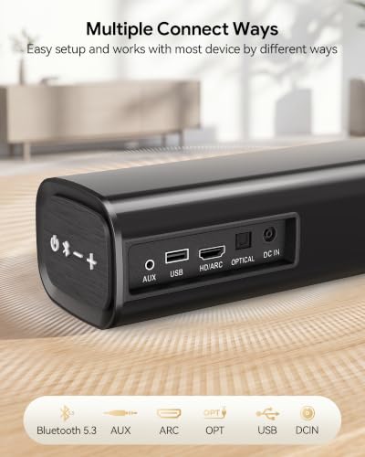 Suntrok Soundbar for TV, 2.0CH Home Theater Bluetooth 5.3 Speaker System with 2 Wireless Karaoke Mics, Surround Sound Audio with HDMI ARC/Optical/AUX/USB, for Movie/Music/News Family Party
