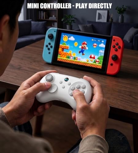 Wireless Fighting Controller for iOS/Android/Switch/PS4/PS3/PC, 6-Button Layout Bluetooth Controllers Retro Gamepad with Hall Joystick/Hall Trigger/Turbo/Programming Key for SEGA’s Classic Games, White - color: White