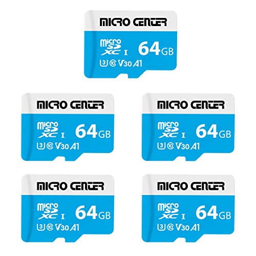 INLAND Micro Center 64GB microSDXC Card 5 Pack, Nintendo-Switch Compatible Micro Card, UHS-I C10 U3 V30 4K UHD Video A1 R/W Speed up to 95/30 MB/s Flash Memory Card with Adapter - size: U3 A1 - 64GB x 5 Pack