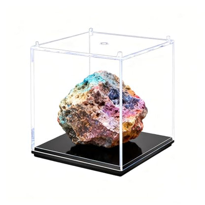 Clear Geodes Rocks Display Case,Minifigure Display Case Single Plastic Small Action Figure Storage Box for Small Collectibles Tabletop Decor (3*3*3in) - size: 3*3*3in