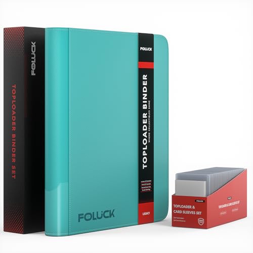 Foluck 9 Pocket Top Loader Binder, Holds 252 Toploaders, 200Pcs Top Loaders & Card Sleeves Included, Side-Loading Trading Card Binder, Premium Collection Album for Pokemon, MTG, Sports Cards (Teal) - color: Teal, size: 9 Pocket