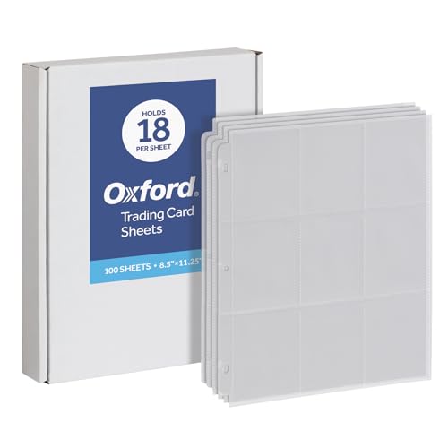 Oxford Poly Trading Card Sheets, Clear Double-Sided Card Sheets, Trading Card Sleeves, Card Sleeves for Binders, 100 PK, 2.5" x 3.5" Pockets (78780)