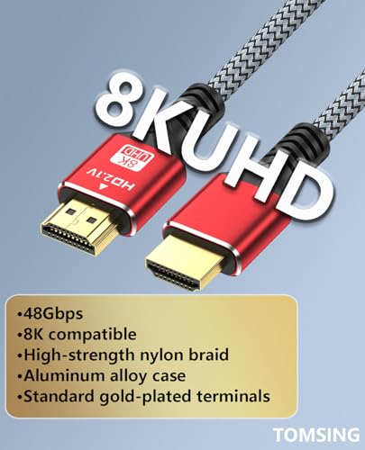 2-Pack/6.6FT 8K Video Cable, Compatible with HDMI 2.1 Devices [8K@60Hz 4K@240Hz 144Hz 120Hz] UHD, 3D ，48Gbps High Speed Cord Compatible for PC, Laptop, PS5/PS4 Pro, Switch, Xbox, and More - size: 6.6FT(2m)