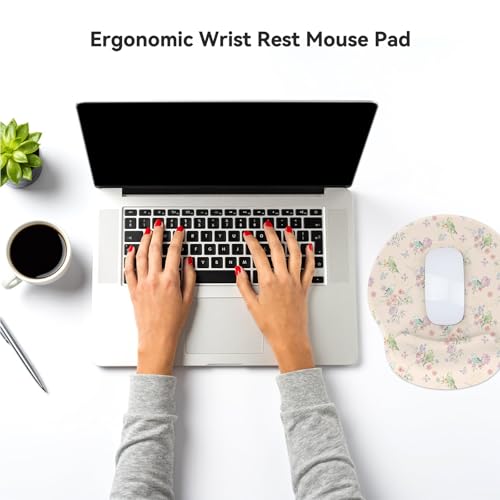 Ergonomic Mouse Pad with Wrist Support,Non-Slip Rubber Base for Computer Laptop & Mac,Lightweight Rest for Home,Office & Travel (Pink Flowers Birds) - color: Pink Flowers Birds