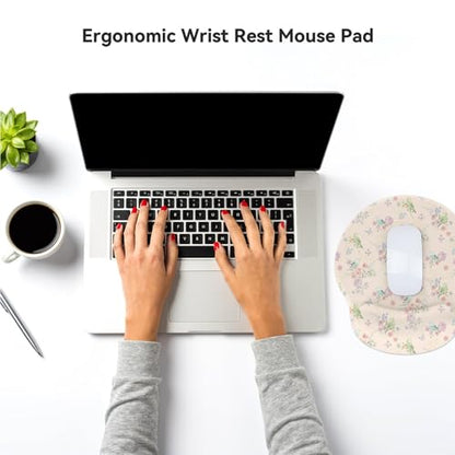 Ergonomic Mouse Pad with Wrist Support,Non-Slip Rubber Base for Computer Laptop & Mac,Lightweight Rest for Home,Office & Travel (Pink Flowers Birds) - color: Pink Flowers Birds