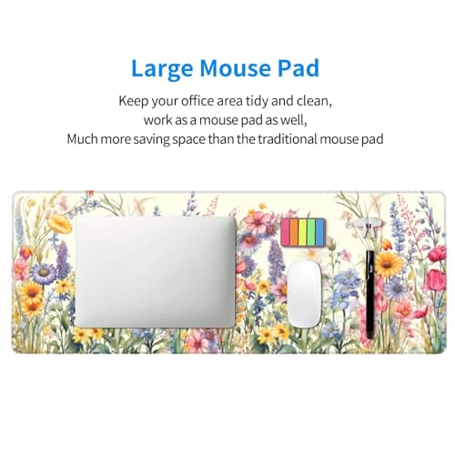 Flower Mouse Pad XL Large Mousepad Non Slip Rubber Base Desk Mat for Laptop Computer Gaming 31.5" X 12" - color: Flower
