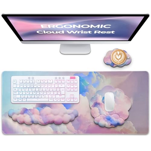 Premium Quality Cloud Wrist Rest Keyboard, Mouse Pad, Wrist Rest Pad, Wrist Rest for Computer Keyboard, Cloud Drink Coaster and Mouse Pad - color: Cloud