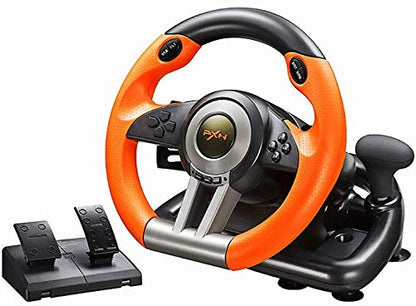PXN V3 Pro Gaming Steering Wheel with Pedals | Dual Motor Vibration Feedback, Beginner Sim Racing Wheel for PC, PS4, Xbox Series S, Xbox Series X, Xbox One and Switch - color: Orange