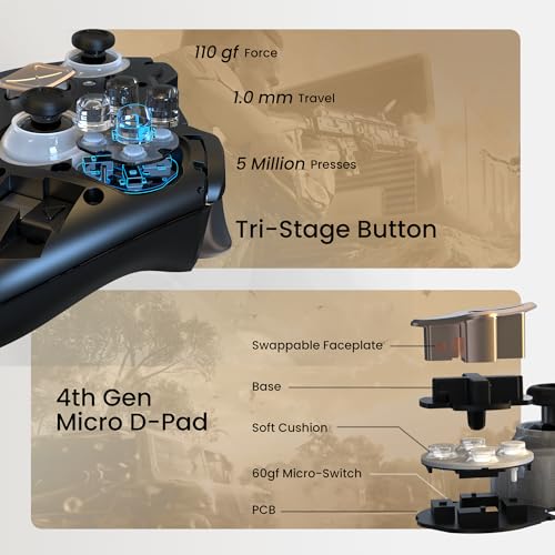 ZD O+ Excellence Wireless PC Controller – Modular Design, Hall Effect Joysticks, Remappable Buttons, RGB & Audio Jack for Switch/Switch2, PC, Android, iOS & Steam (WuKong Edition) - color: WuKong Edition