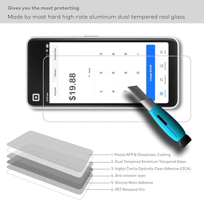 [2-PACK] Tempered Glass Screen Protector Designed for Square Handheld Portable POS Device 6.2" Touchscreen Anti Scratch/Fingerprint (HD Clear) - color: Handheld - HD Clear