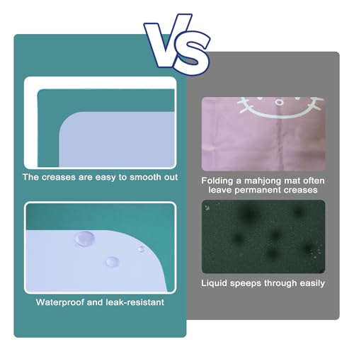 32.5 Inch Mahjong Mat for Table, 3MM Non-Slip & Noise Reduction Gaming Mat with Drawstring Bag, Perfect for Poker, Board Games, Card Games, Tile Games, and Dominoes (Dark Cyan-Pale Blue) - color: Dark Cyan-pale Blue