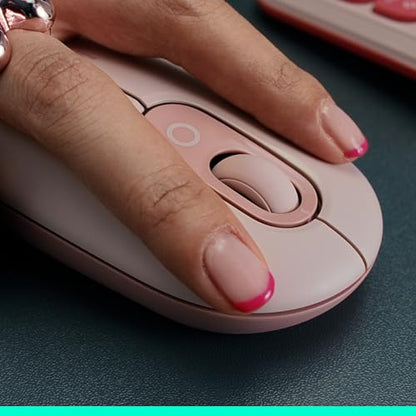 Logitech POP Mouse, Compact and Portable Wireless Bluetooth Mouse - Rose | Compact, portable, programmable buttons, easy-switch between up to 3 devices, laptop, tablet, PC - color: Rose