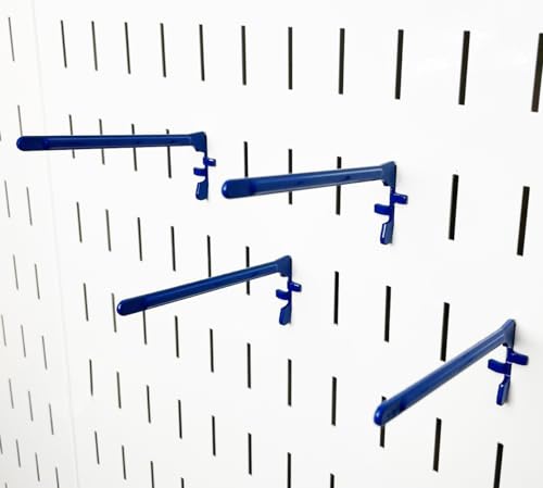 Wall Control Paint Brush Hook and Thread Spool Holder Storage Organizer Pegs Metal Pegboard - (4) Pack of Narrow 3.5-Inch Reach Slotted Peg Hooks for Paint Brushes and Spools (Blue) - color: Blue