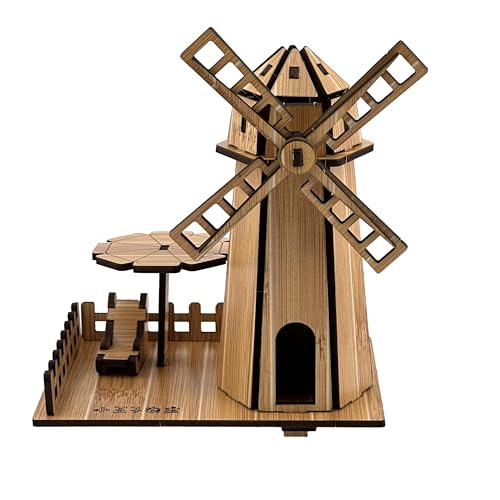 3D Puzzles for Adults, Log Cabin DIY Wooden House Model Kits for Adults to Build, Country Cottage Building Model, 3D Jigsaw Brain Teaser Puzzle, Dollhouse (Holland Windmill)