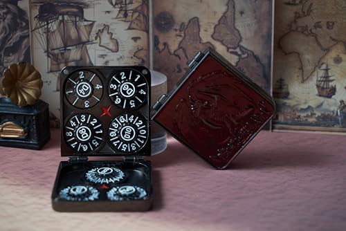 Metal DND Dice Set 7-in-1 Spinner with Dragon Case - Red | Foldable polyhedral dice, for Dungeons & Dragons RPG games, Premium metal spinner,3D dragon, storage case included - color: Red