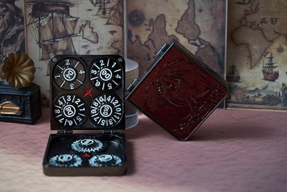 Metal DND Dice Set 7-in-1 Spinner with Dragon Case - Red | Foldable polyhedral dice, for Dungeons & Dragons RPG games, Premium metal spinner,3D dragon, storage case included - color: Red