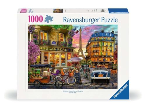 Ravensburger - Paris at Dawn - 1000 Piece Jigsaw Puzzle - Quaint Imagery of Paris from Yesteryear - Beautiful, Vibrant Colors - Frameable - Premium Quality - Puzzles for Adults