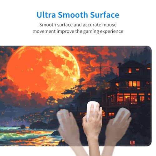 Gaming Mouse Pad Desk Pad,Extended Big Mouse Pad,31.5x11.8 Inch Long Computer Keyboard Mouse Mat Mousepad with 3mm Non-Slip Base and Stitched Edge for Gaming and Office… (Oil Painting) - color: Oil Painting