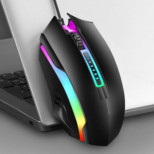 RGB Gaming Mouse, Wired USB Computer Mouse with Colorful Lighting, Ambidextrous Comfortable Grip for PC, Laptop, Office & Starter Gaming, 1200 DPI