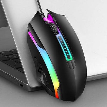 RGB Gaming Mouse, Wired USB Computer Mouse with Colorful Lighting, Ambidextrous Comfortable Grip for PC, Laptop, Office & Starter Gaming, 1200 DPI