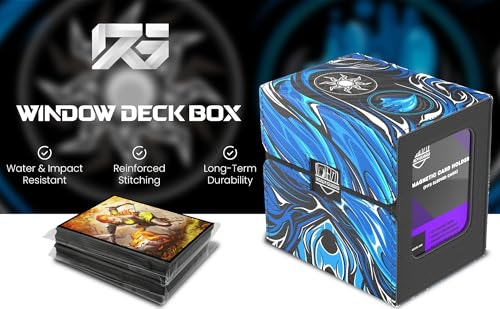 Realm Guard TCG/MTG Commander 100+ Card Art Deck Box With Storage (Blue/White) - style: Blue White